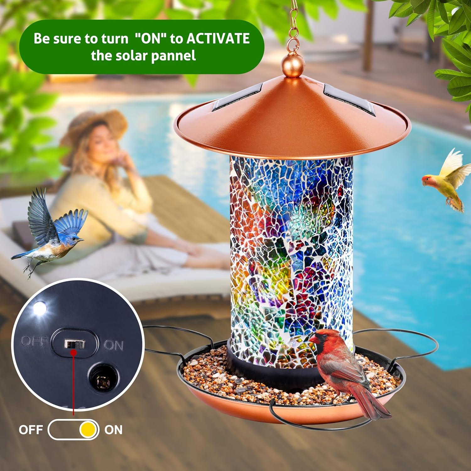 How Our Garden Brightened with ​this​ Mosaic‍ Solar Bird Feeder