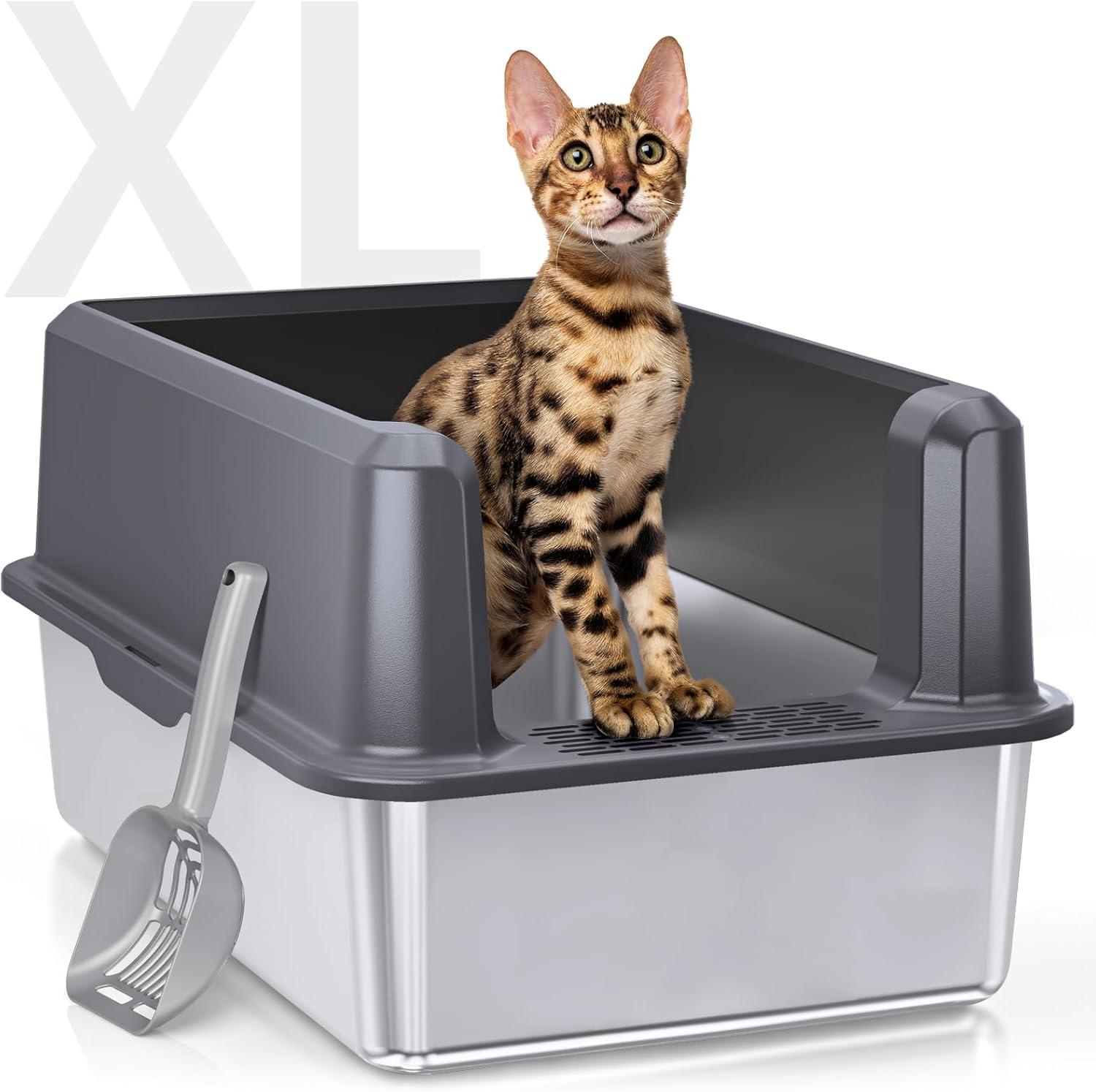 Top ‍Stainless Steel Cat litter Boxes for Big Cats & Easy Cleaning