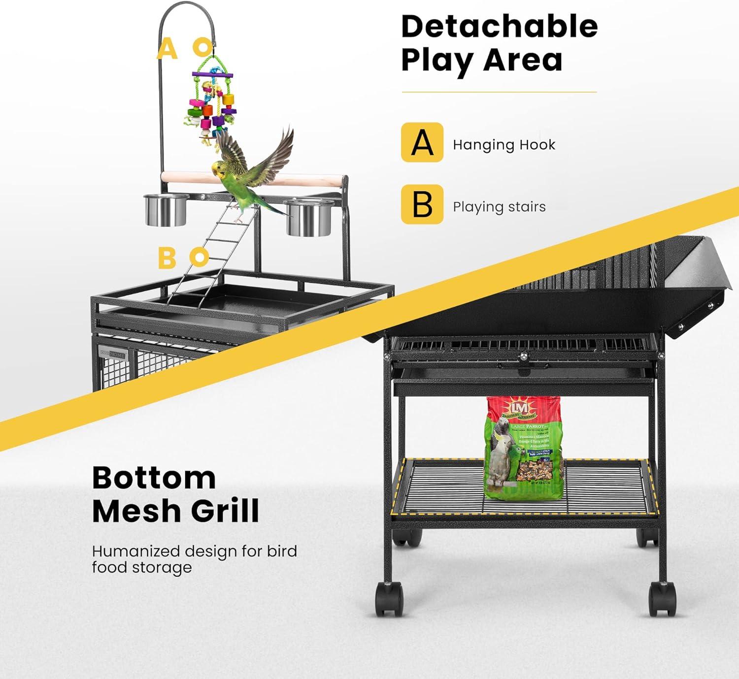 Our Spacious,Stylish Bird ⁣Haven: Safe,Mobile,and Easy to Clean