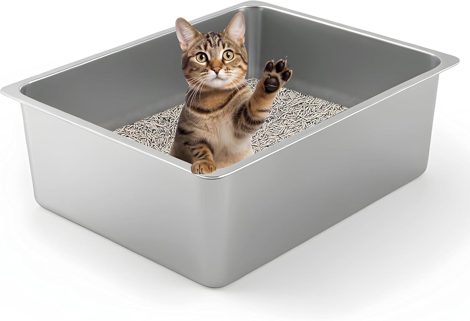 top‍ Stainless Steel Cat litter Boxes for Big Cats & Easy Cleaning